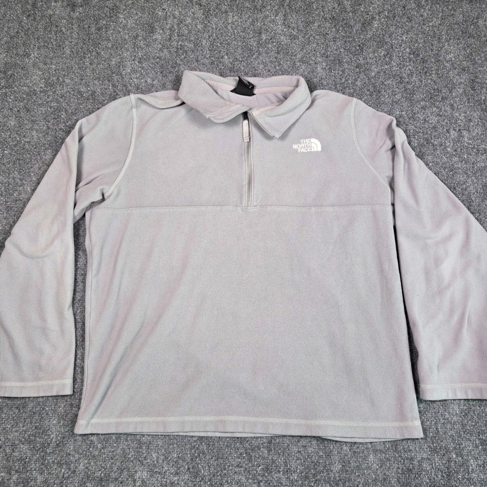 The North Face TKA‎ 100 Fleece Pullover Mens Large Gray 1/4 Zip Layering Top